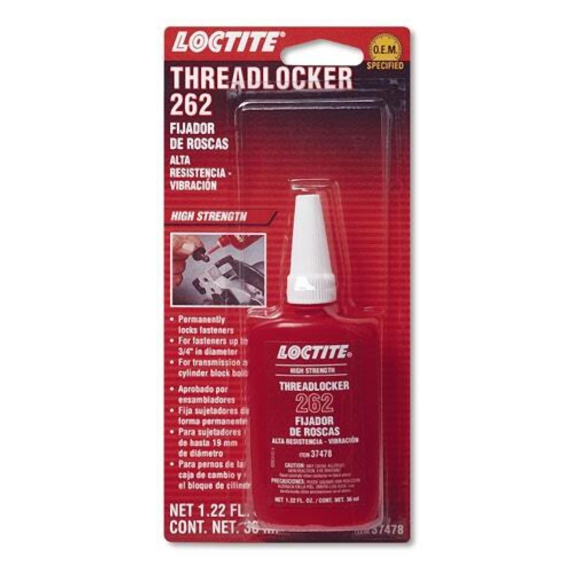 Loctite 262 Red Threadlocker High Strength 36ml Bottle, 6PK
